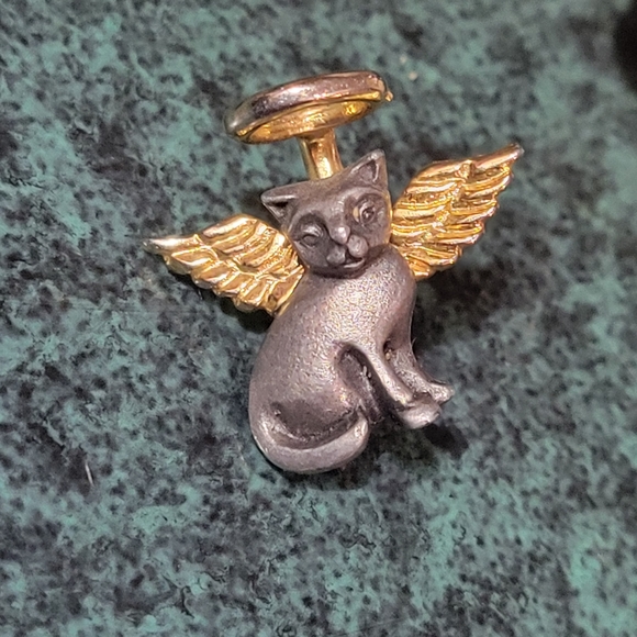 CAMCO Pewter & Gold tone Cathedral Cat Angel Pin/Brooch - Picture 1 of 4
